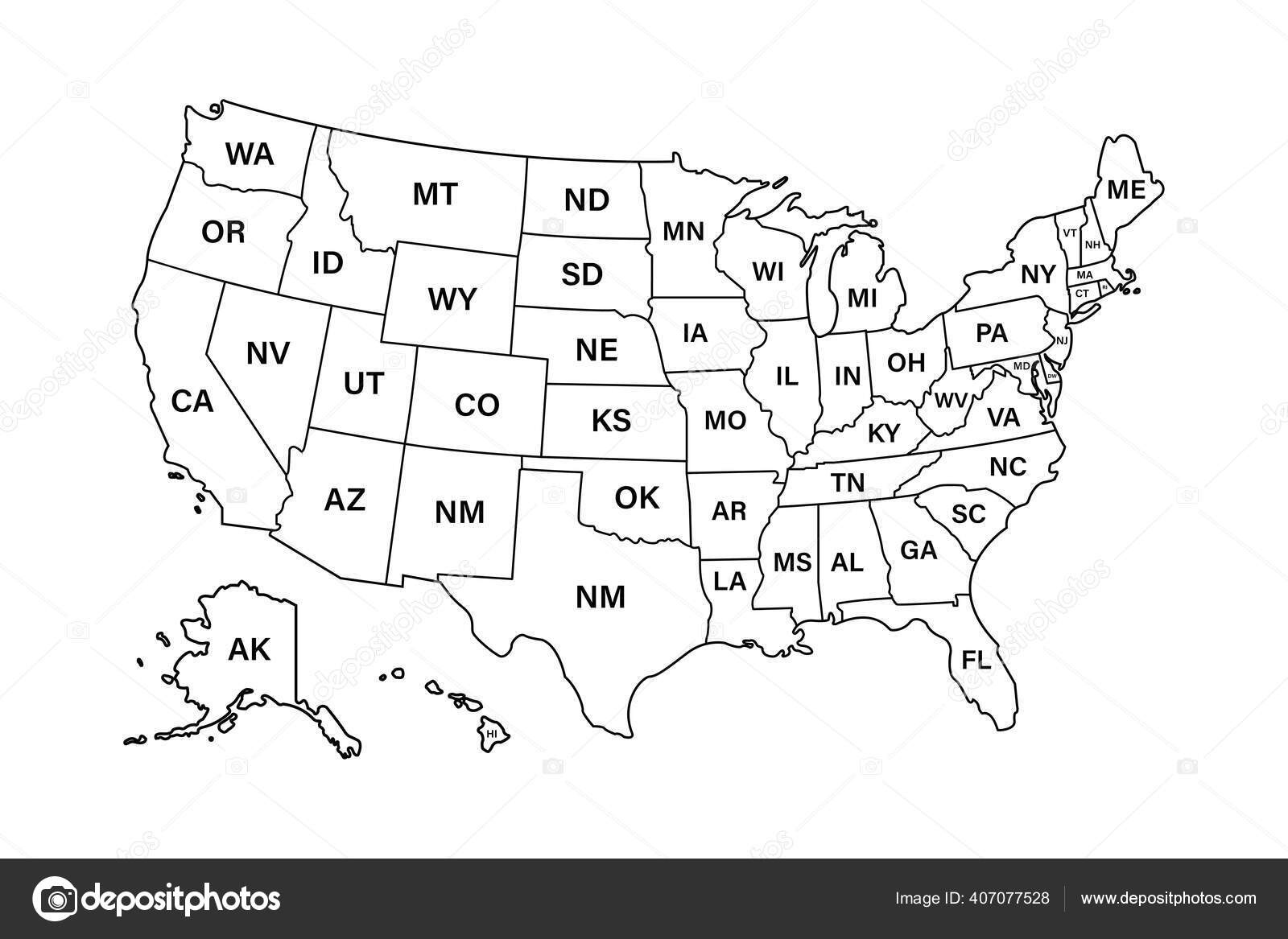 Usa Map States Vector Line Design High Detailed Usa Map Stock intended for Map of USA with State Lines