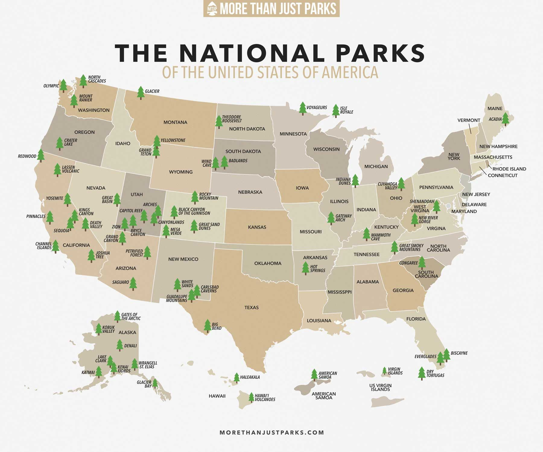 Usa National Park Map - 63 Parks With Animals - National Parks pertaining to Map of USA with States and National Parks