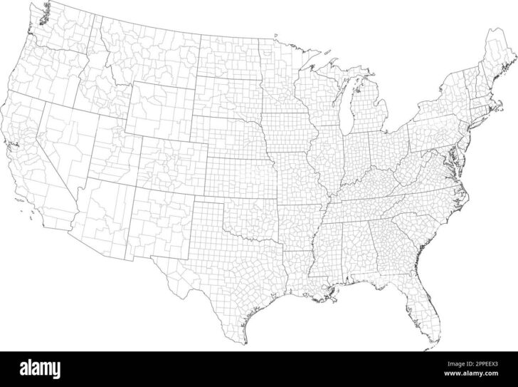 Map of USA with County Outlines