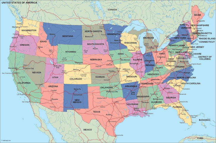 Political Map of USA with Major Cities Political Map of USA with Major Cities