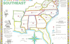Usa Regions – Southeast for Map Of Usa With Compass Rose