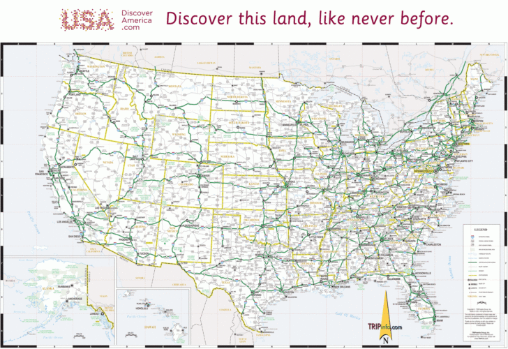 Highway Map of USA with States and Cities