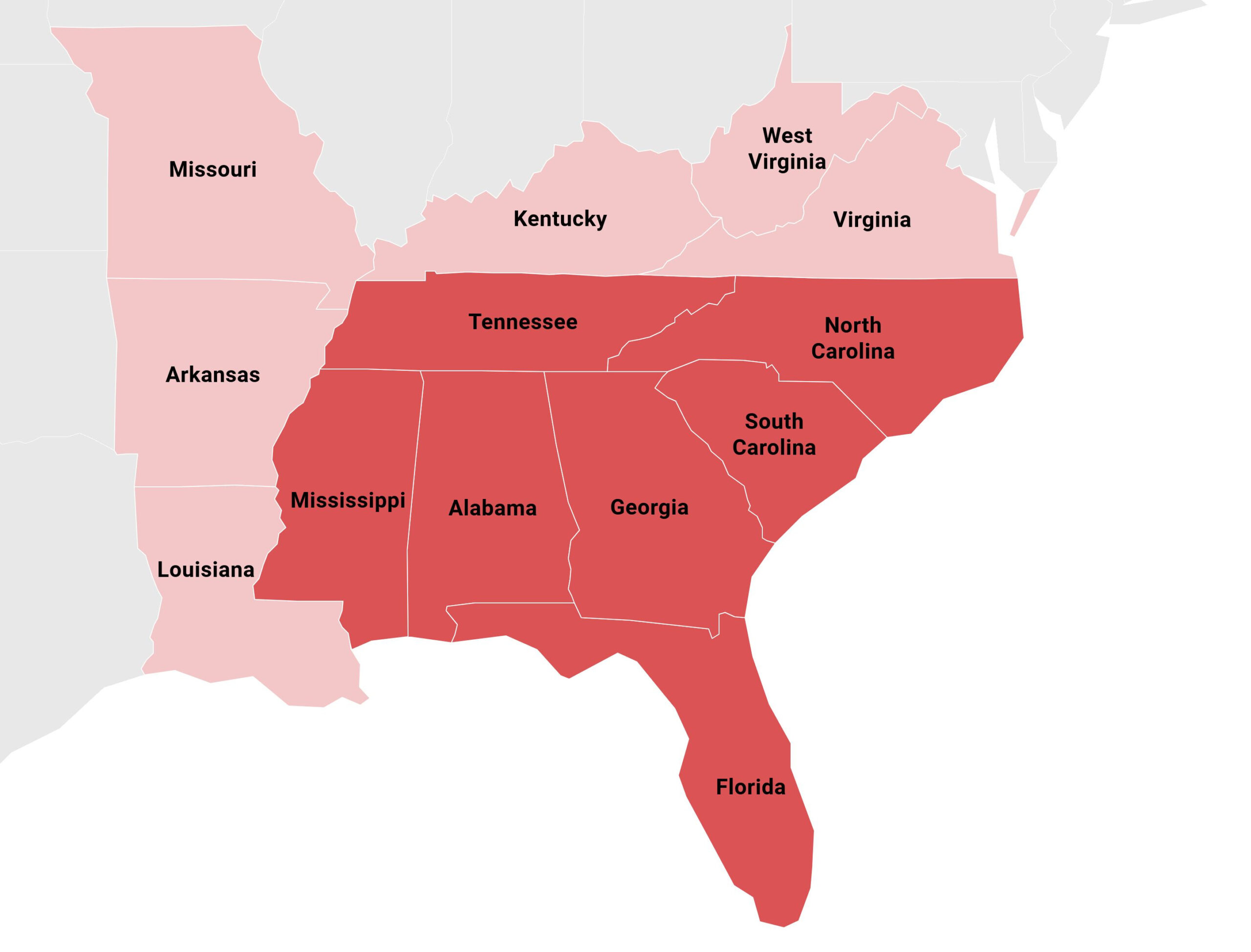 Usa Southeast Region Map—Geography, Demographics And More | Mappr with Map Of The South East Usa
