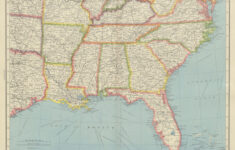 Usa Southern States Florida Georgia La Ms Al Nc Sc Tn Ar Ky Bartholomew  1947 Map intended for Map Of Florida And Georgia Usa