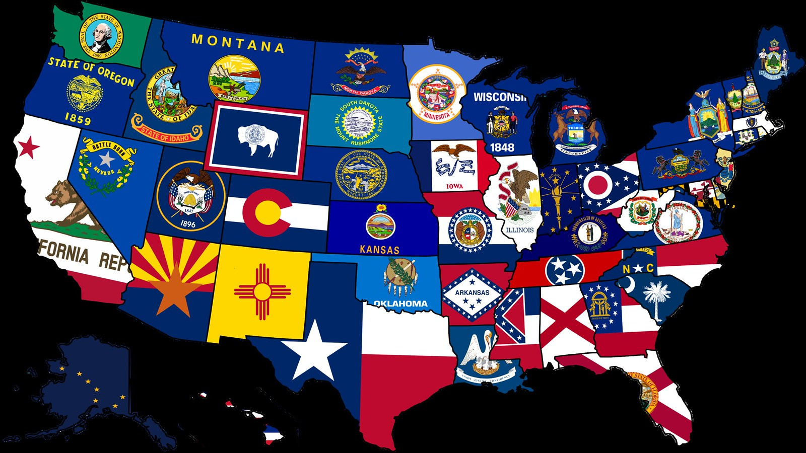 Usa State Flag Map | Map Of The Usa With Their States Flags with regard to Map of USA with State Flags