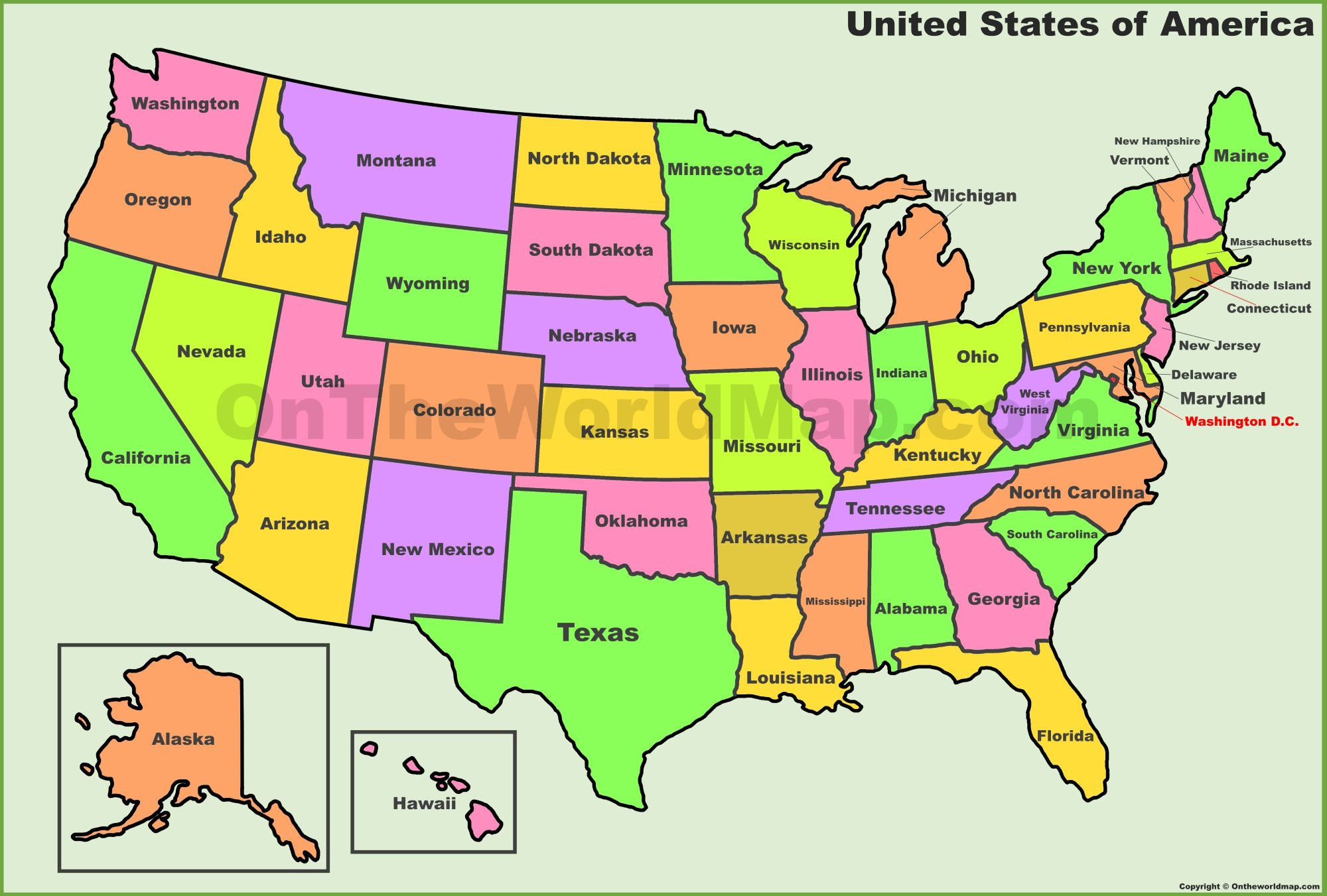 Usa States Map | List Of U.s. States | U.s. Map - Ontheworldmap pertaining to Map Of Usa With States Labeled