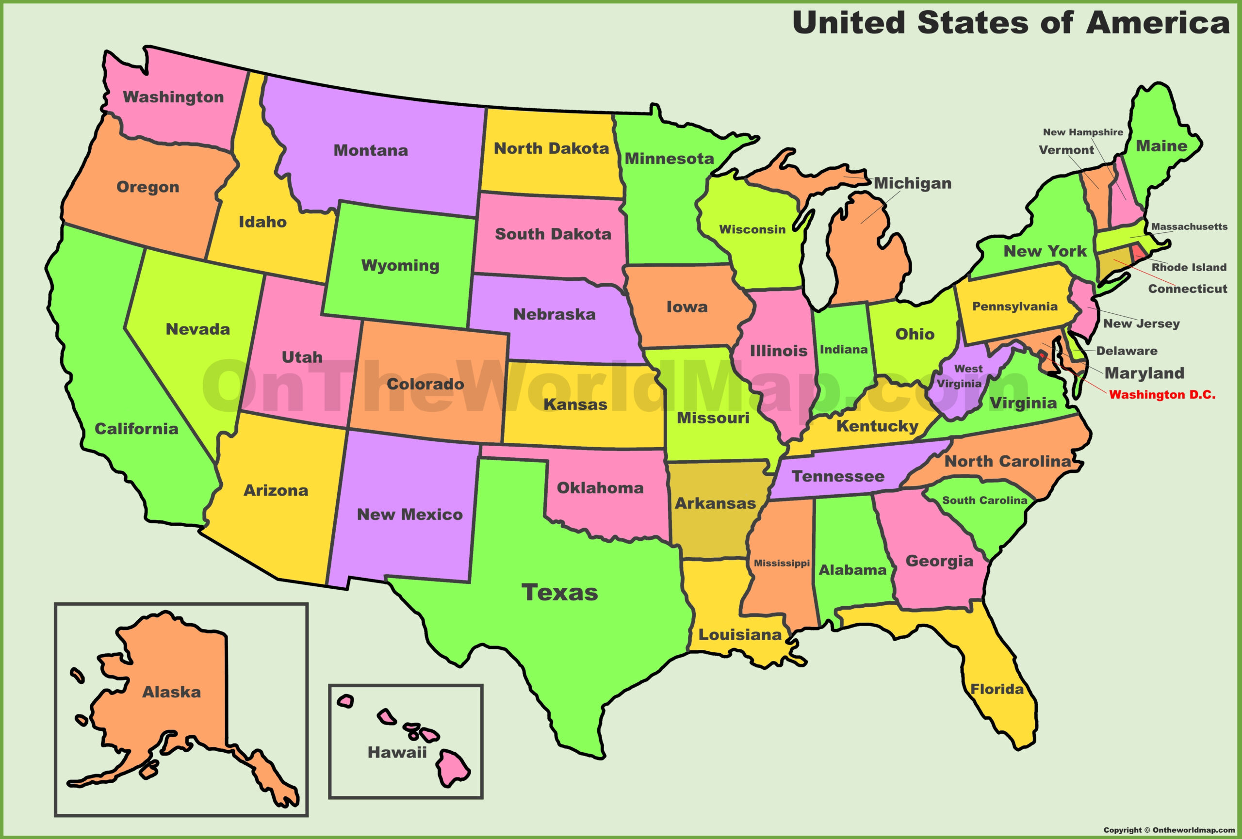 Usa States Map | List Of U.s. States | U.s. Map - Ontheworldmap within List of States In USA Map