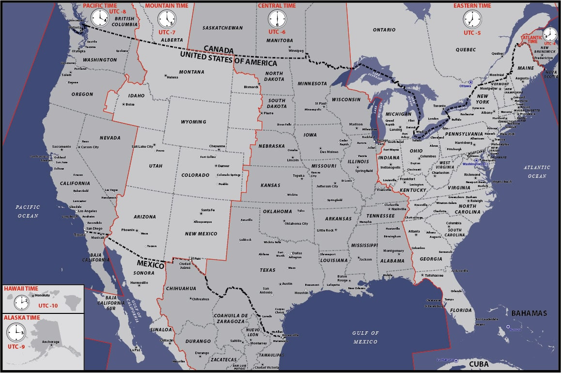 Usa Time Zones Map | Digital Vector | Creative Force with regard to Map Of Usa Time Zones With Cities