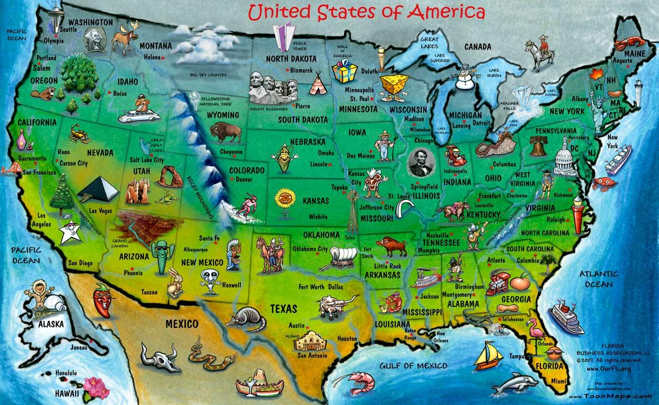 Usa Tourist Map - Touristische Landkarte Der Usa (Nordamerika within Map Of Tourist Attractions In Usa