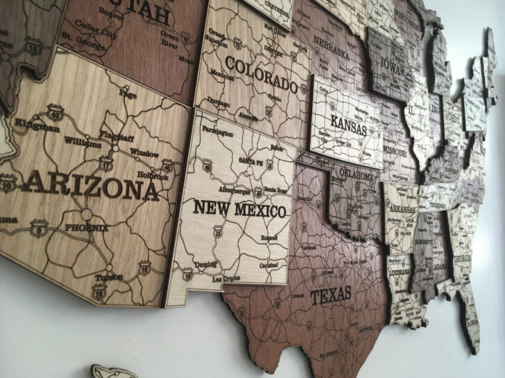 Wooden Map of USA For Pictures