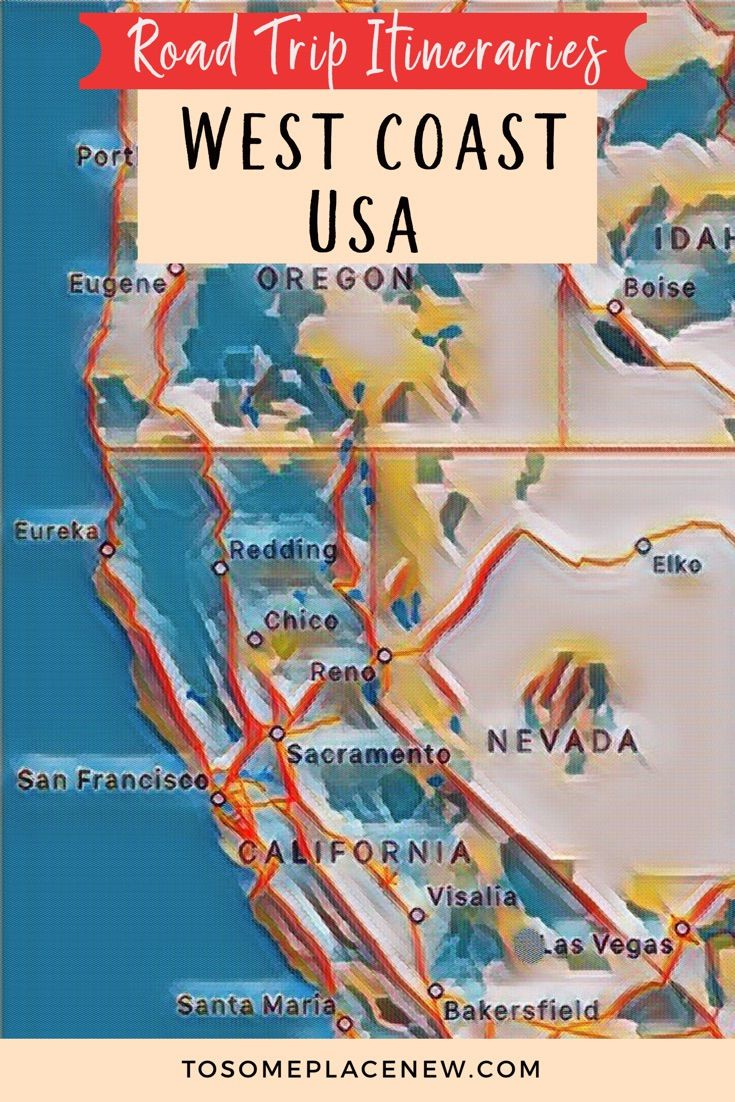 Usa West Coast Road Trip Itinerary intended for Map of West Coast USA Road Trip