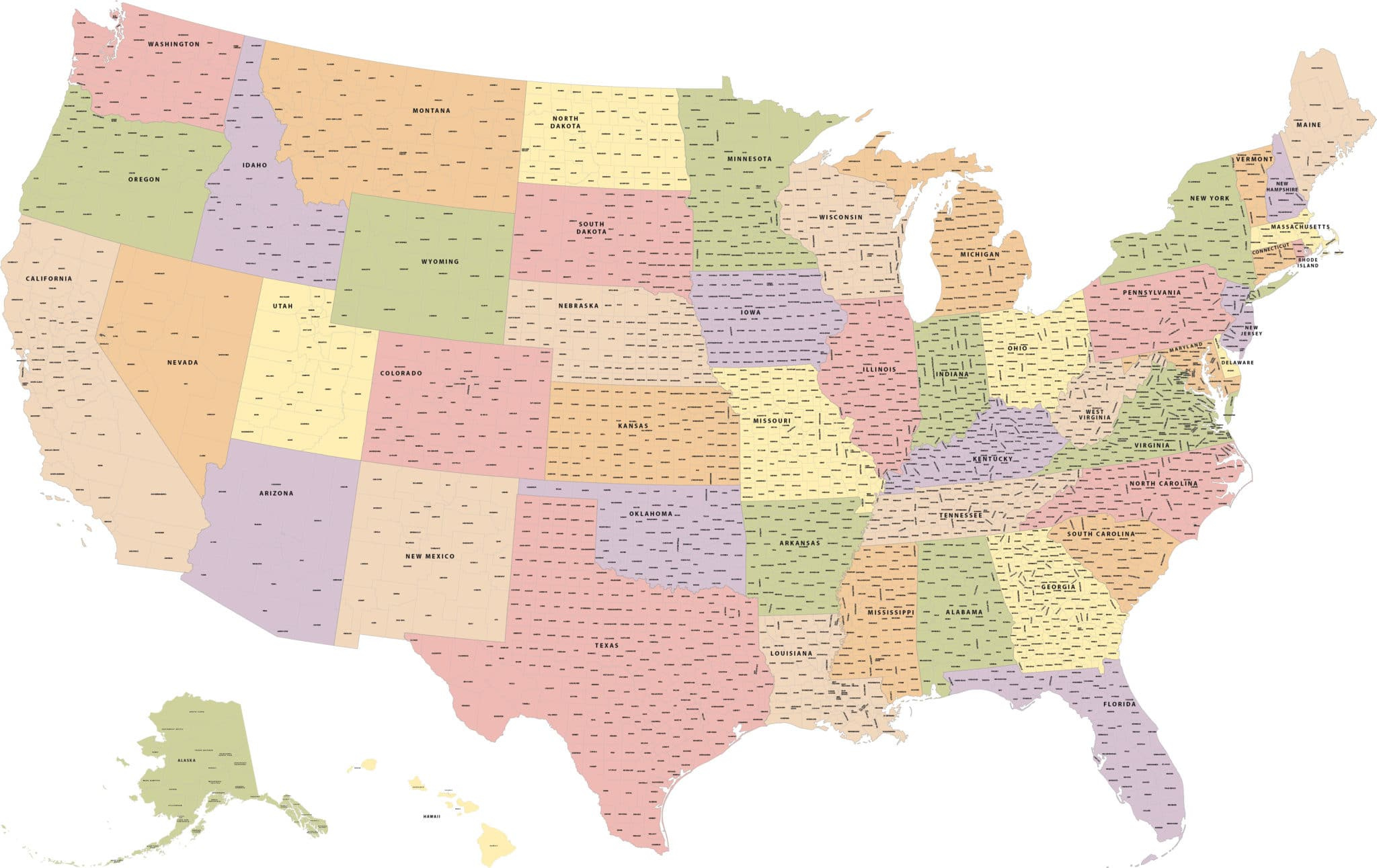 Usa With Counties Map | Digital Vector | Creative Force regarding Map Of Usa With County Outlines
