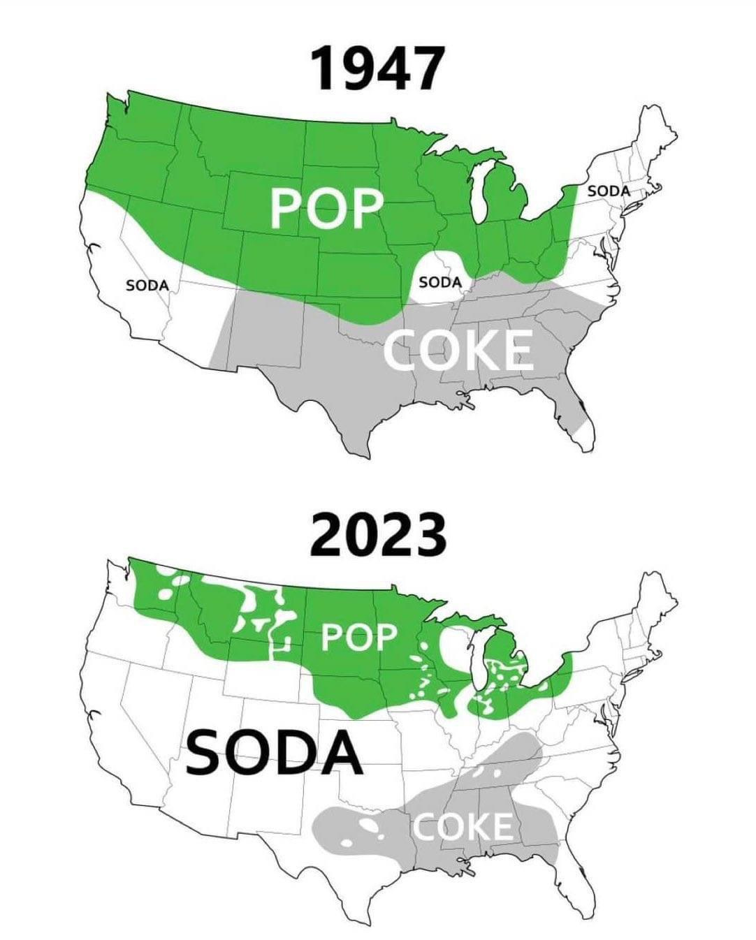 Use Of “Pop” Vs “Coke Vs “Soda” To Refer To Sweet Carbonated with Map Of Usa By What They Call Soda Coke Pop