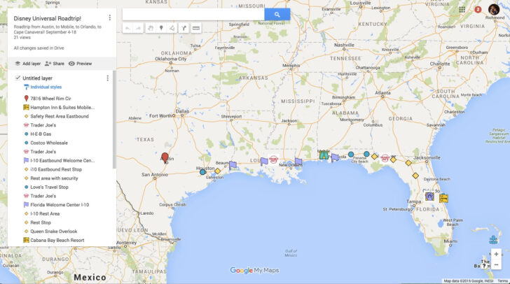 Map of USA Highway Rest Areas