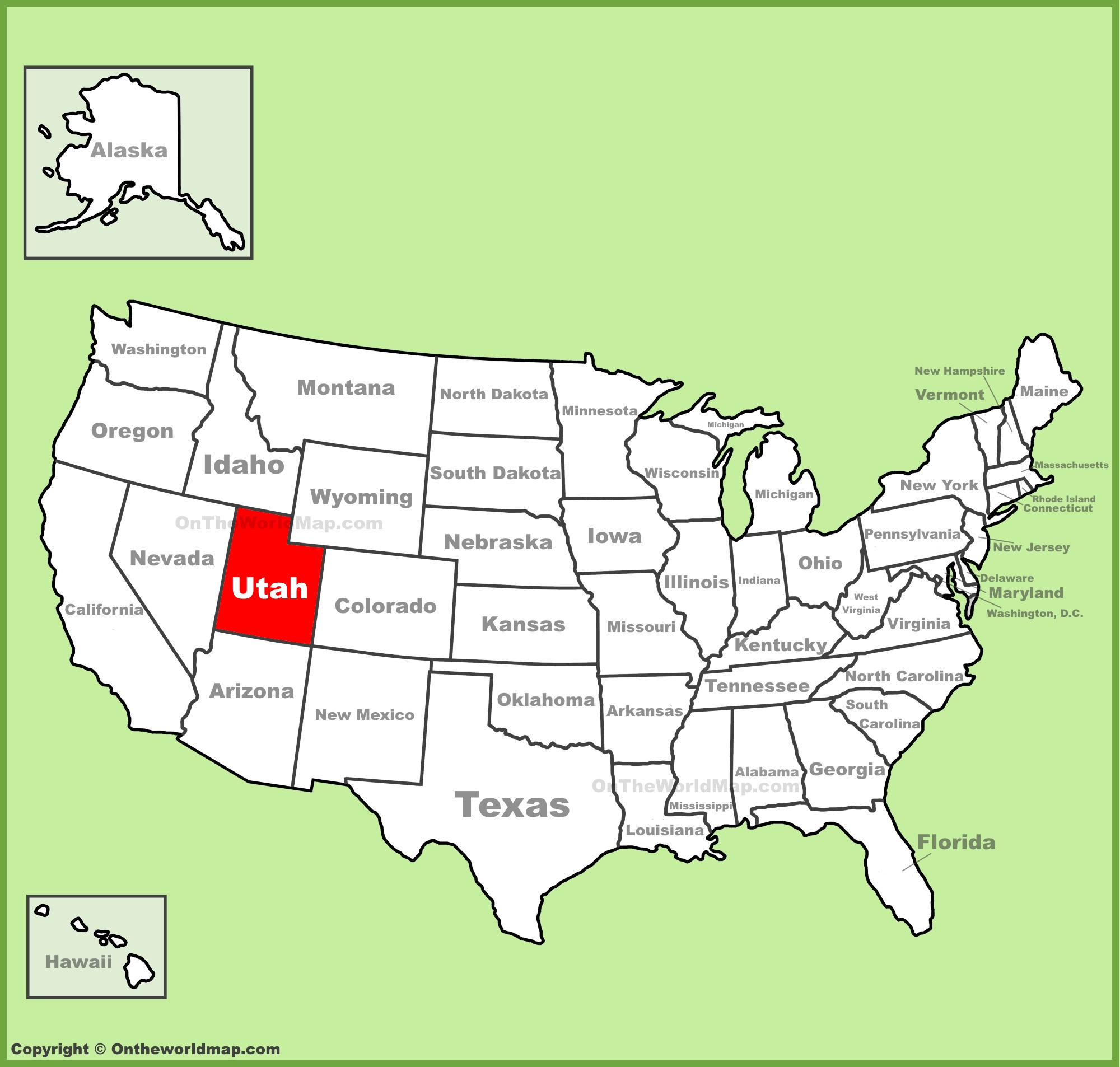 Utah Location On The U.s. Map - Ontheworldmap throughout Utah In The Map Of Usa