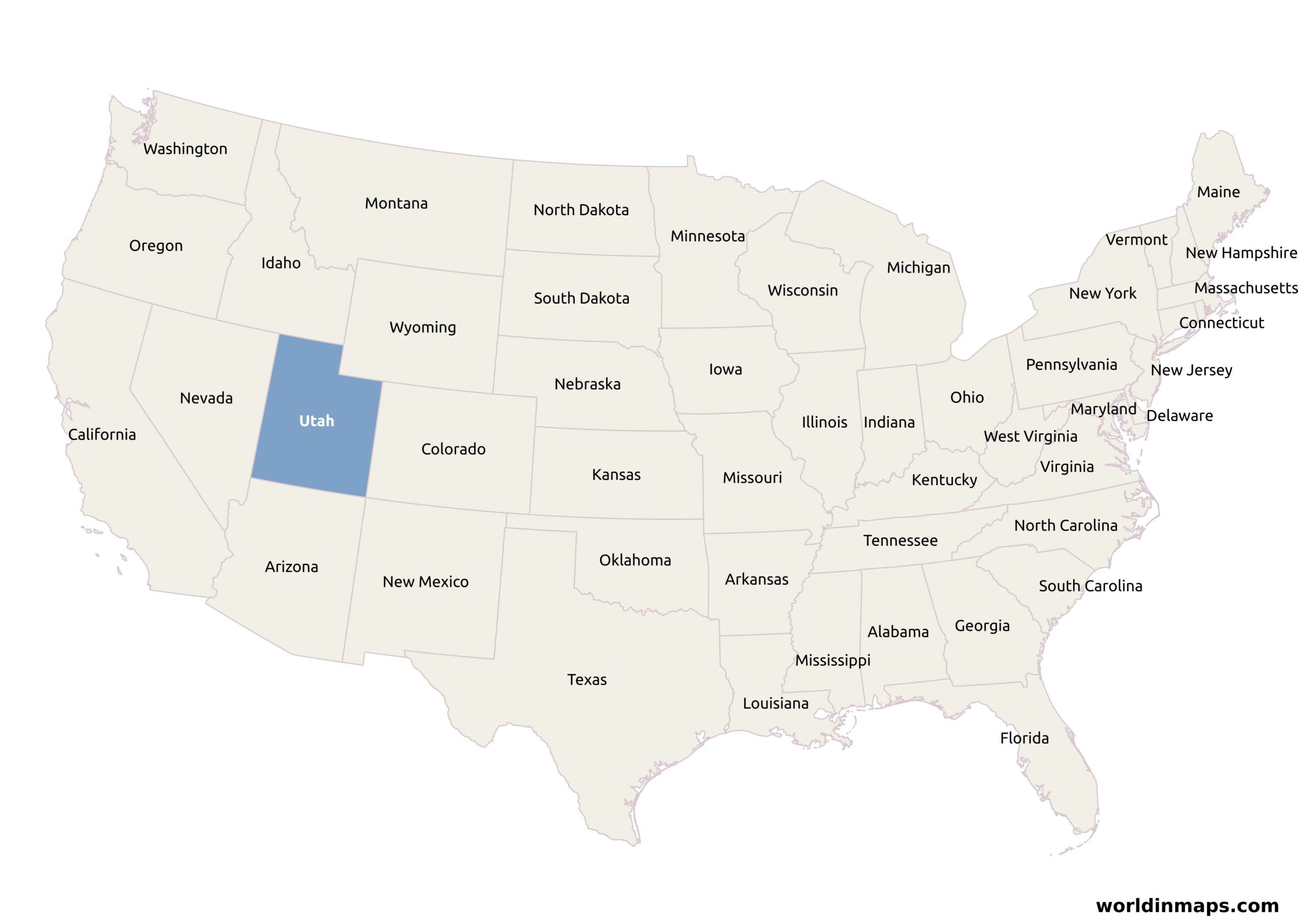 Utah - World In Maps intended for Utah In The Map Of Usa