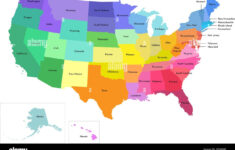 Vector Isolated Illustration Of Simplified Administrative Map Of in Map of USA with State Borders and Names