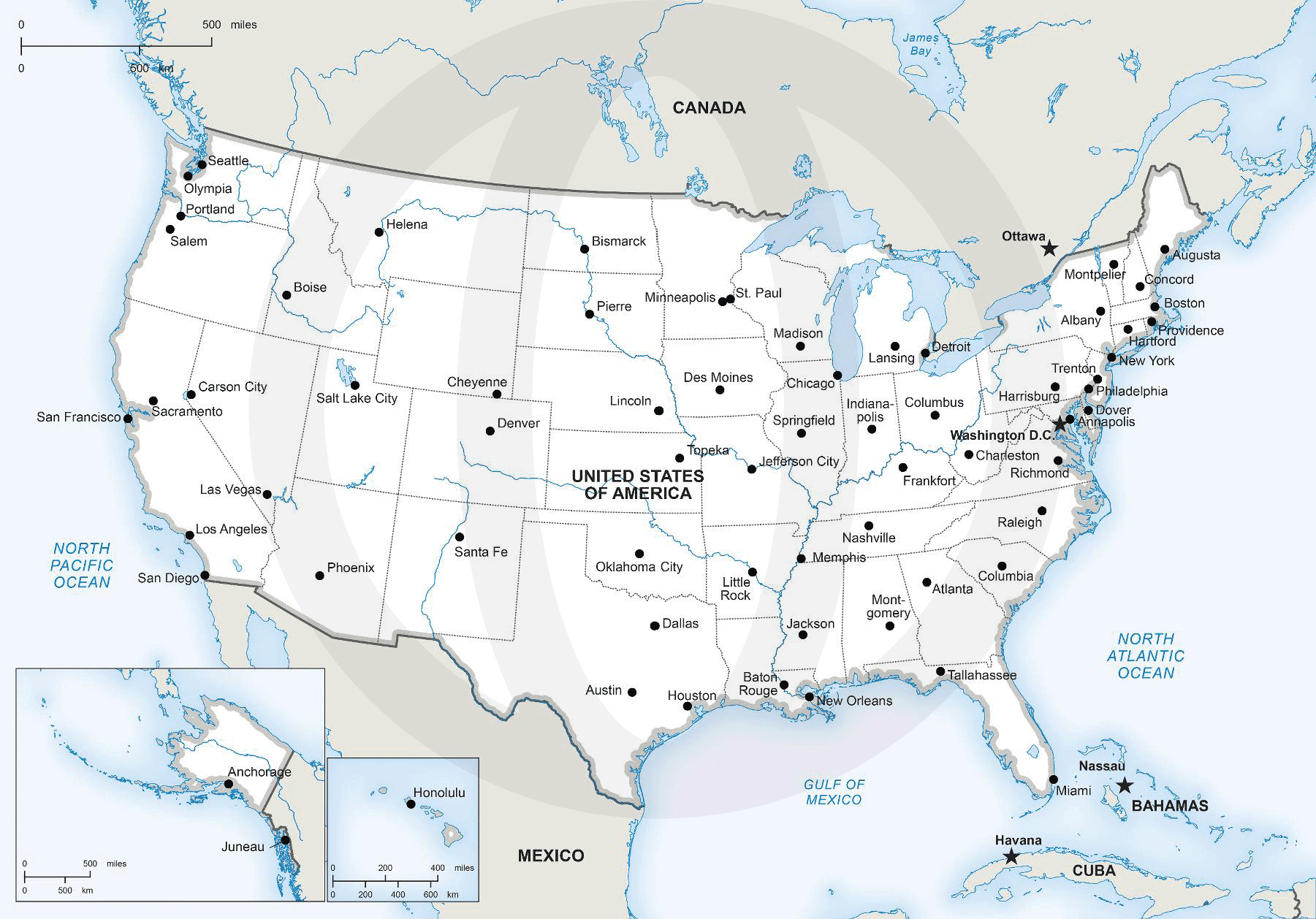 Vector Map Of United States Of America | One Stop Map for Political Map Of The Usa With Major Cities