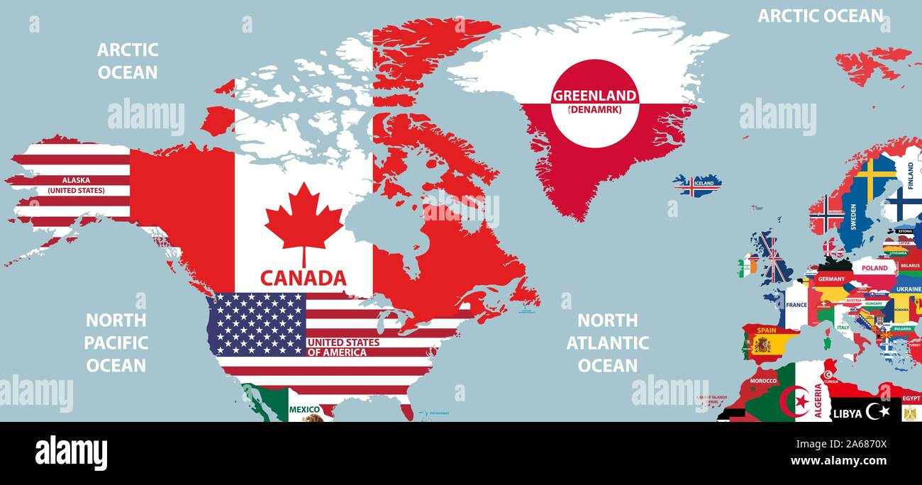 Vector Part Of World Map With Region Of North American And with regard to Map Of Usa Canada And Europe