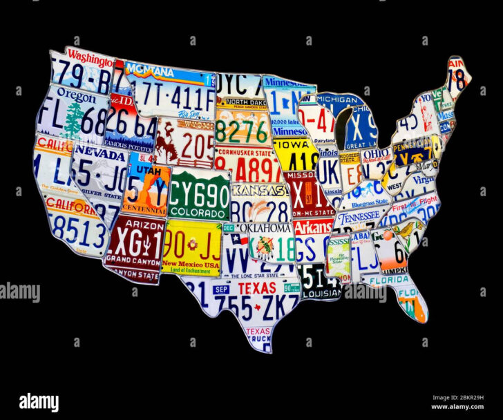 Map of USA Made of States License Plates