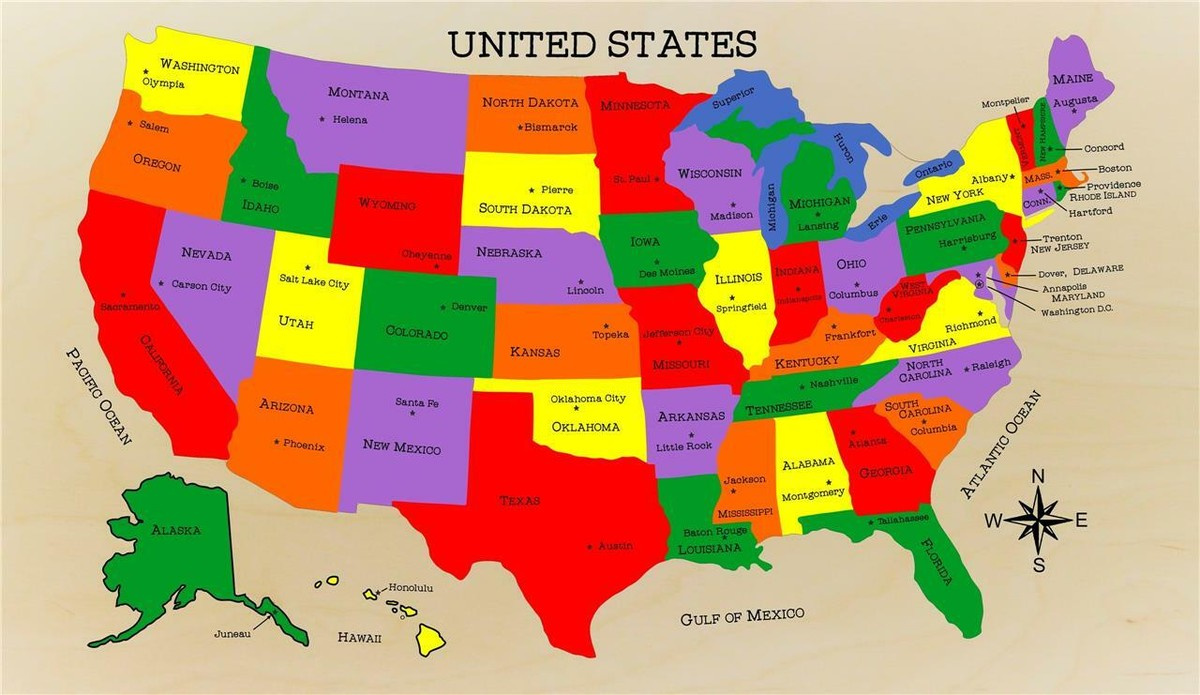 Vereinigte Staaten Karte Mit Kapital Glänzend Poster Bild Banner Druck Foto Usa within Map Of The Usa With State Names And Capitals