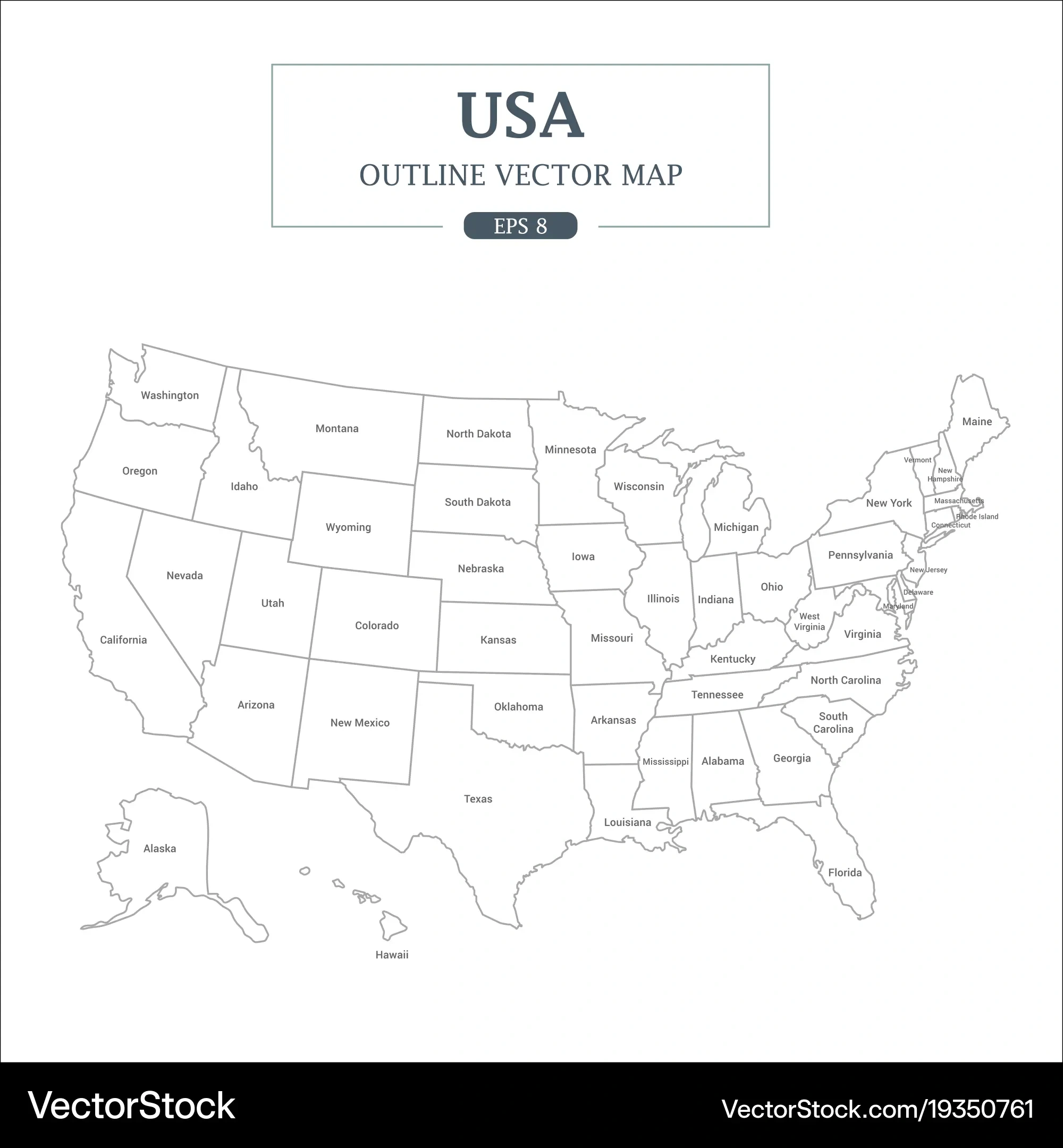 Vereinigte Staaten Von Amerika Karte Outline Vektorbild for Outline Of Usa Map With States