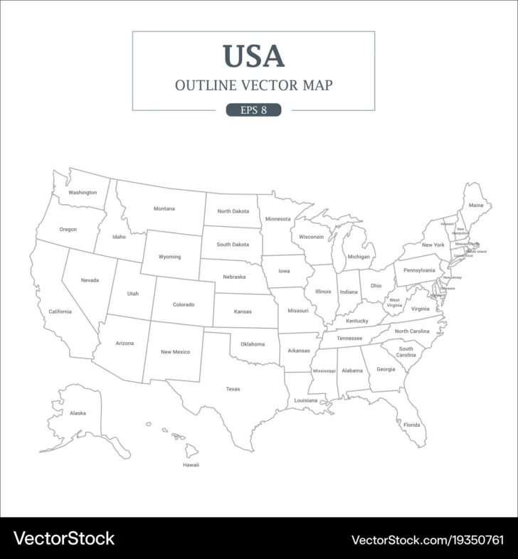 Map of USA with States Outline