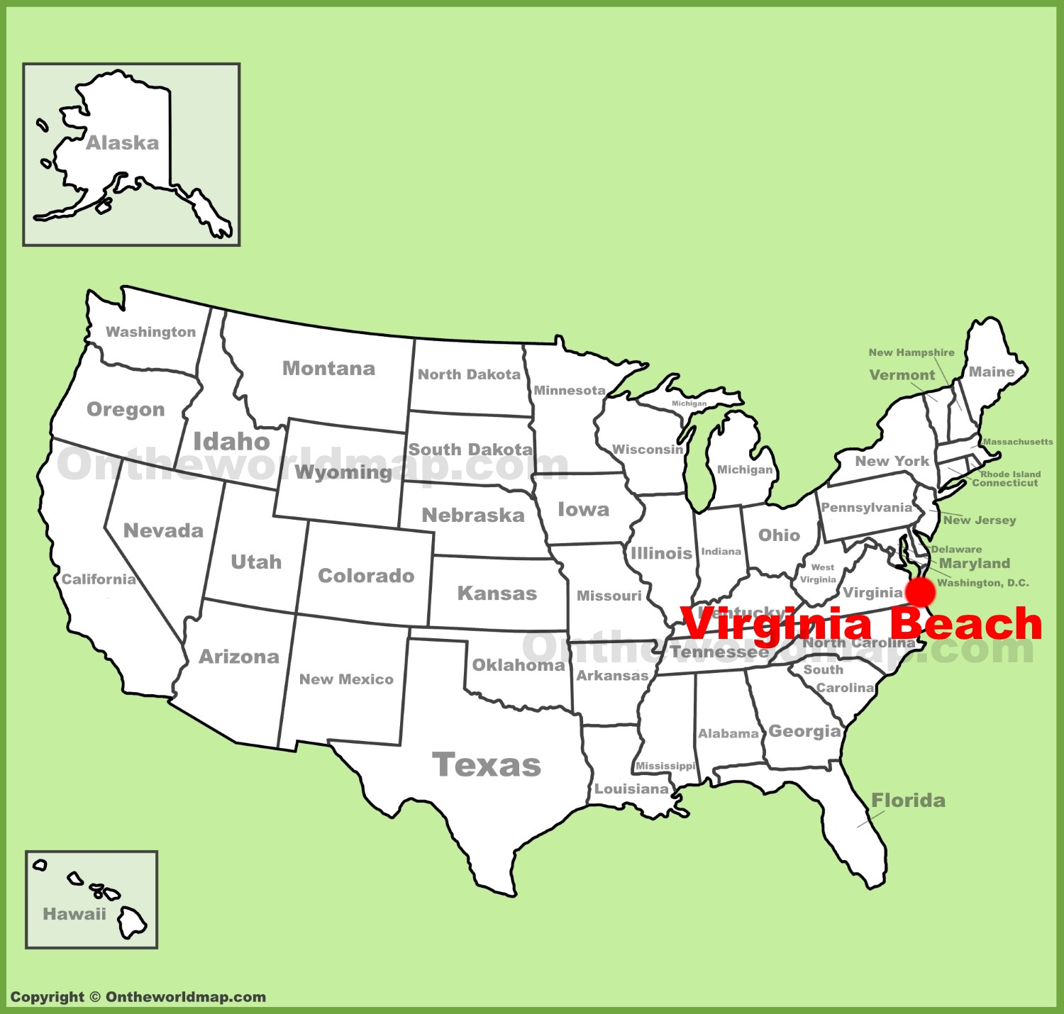 Virginia Beach Location On The U.s. Map - Ontheworldmap for Virginia Beach On Map of USA