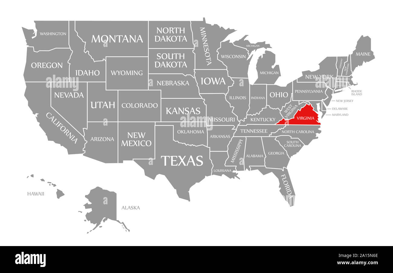 Virginia Red Highlighted In Map Of The United States Of America with regard to Where Is Virginia On the Map of USA
