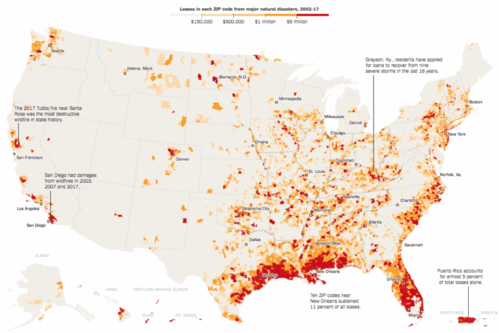 Map of Natural Disasters In USA
