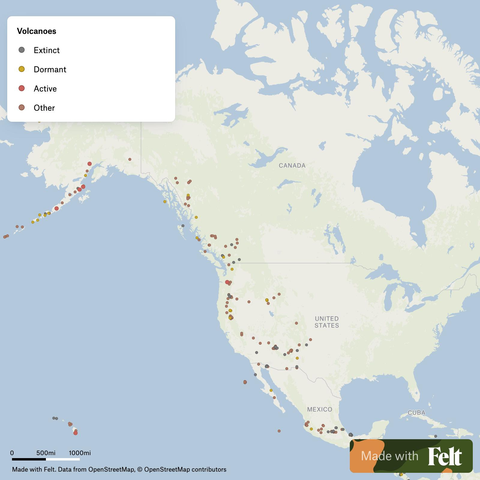 Volcanoes In The United States regarding Map of Volcanoes In the USA