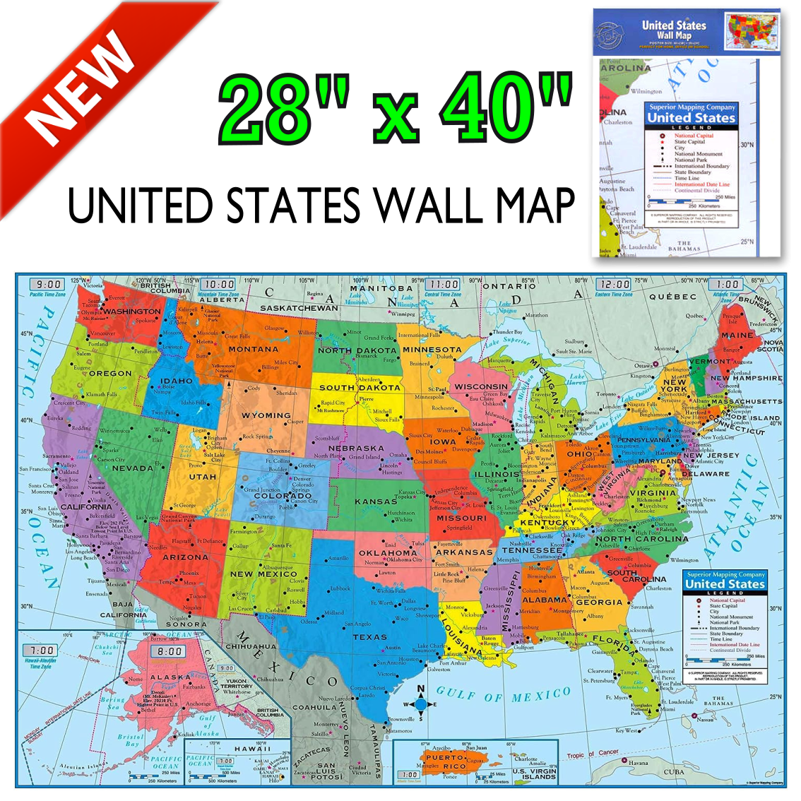 Wall Map Of The United States Usa Road Travel Maps City Name Us Poster 28"X40" in Road Map of USA States with Names