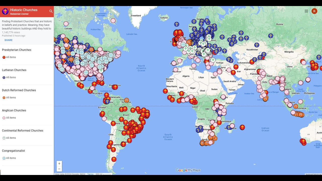 Wanna Find A Church? Check This Map! regarding Map Of All Churches In Usa