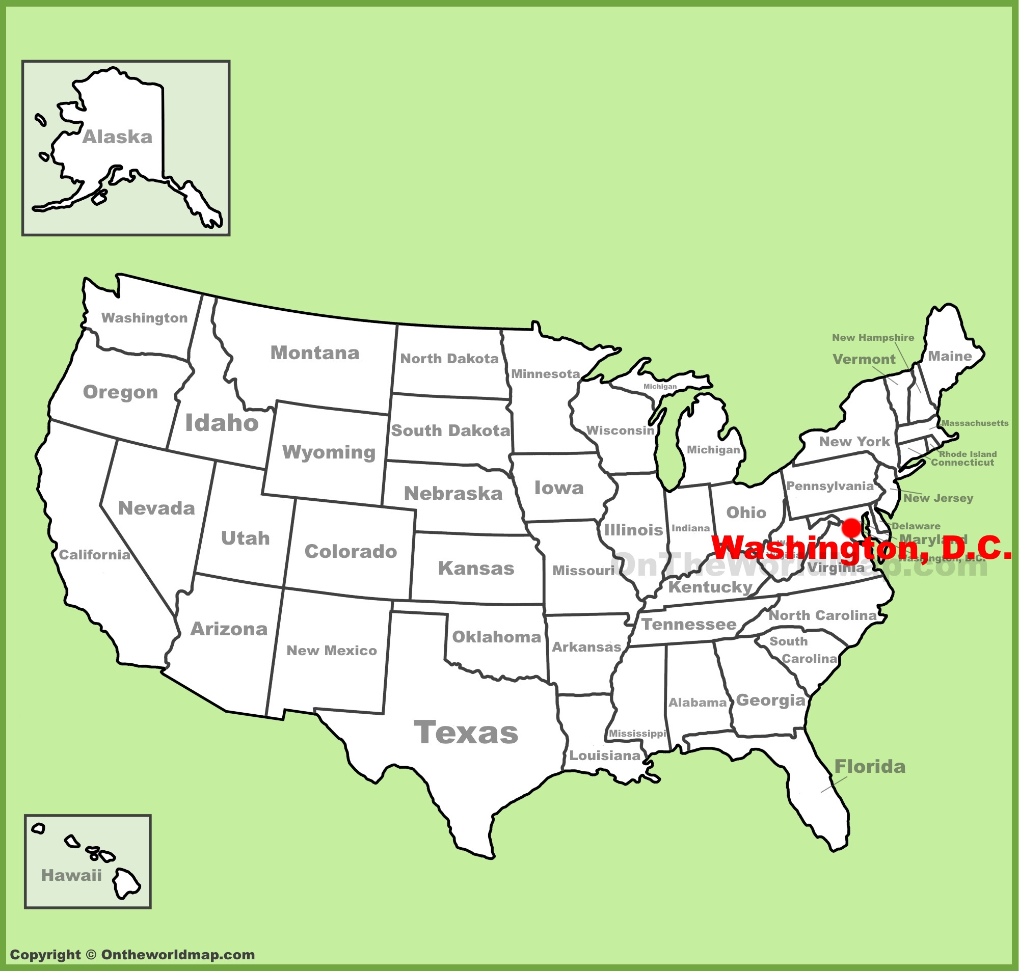 Washington, D.c. Location On The U.s. Map - Ontheworldmap for Map Of Usa Showing Washington Dc