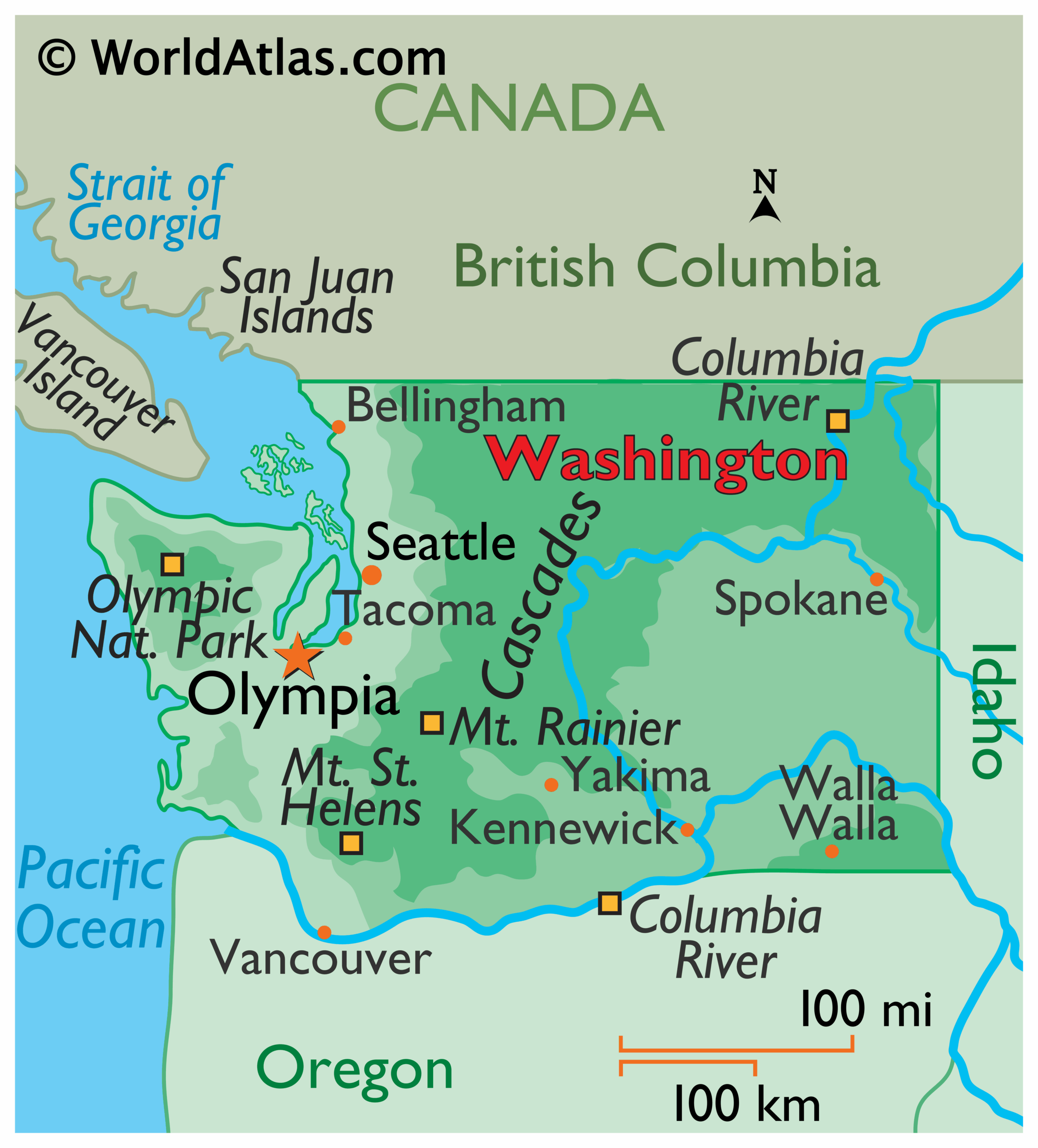Washington Maps &amp;amp; Facts - World Atlas throughout Seattle Washington On Map of USA
