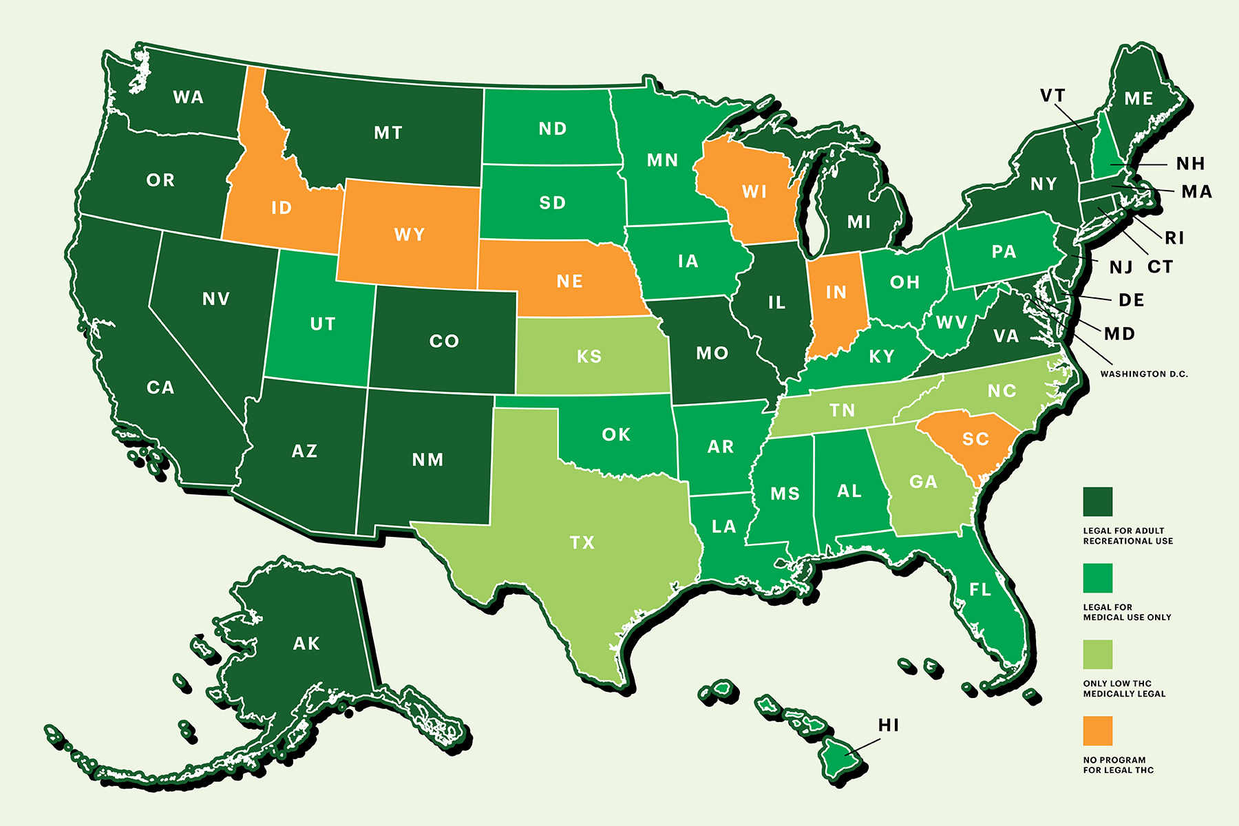 Weed Map: Status Of Pot Legalization Across America throughout Map of USA Where Weed Is Legal