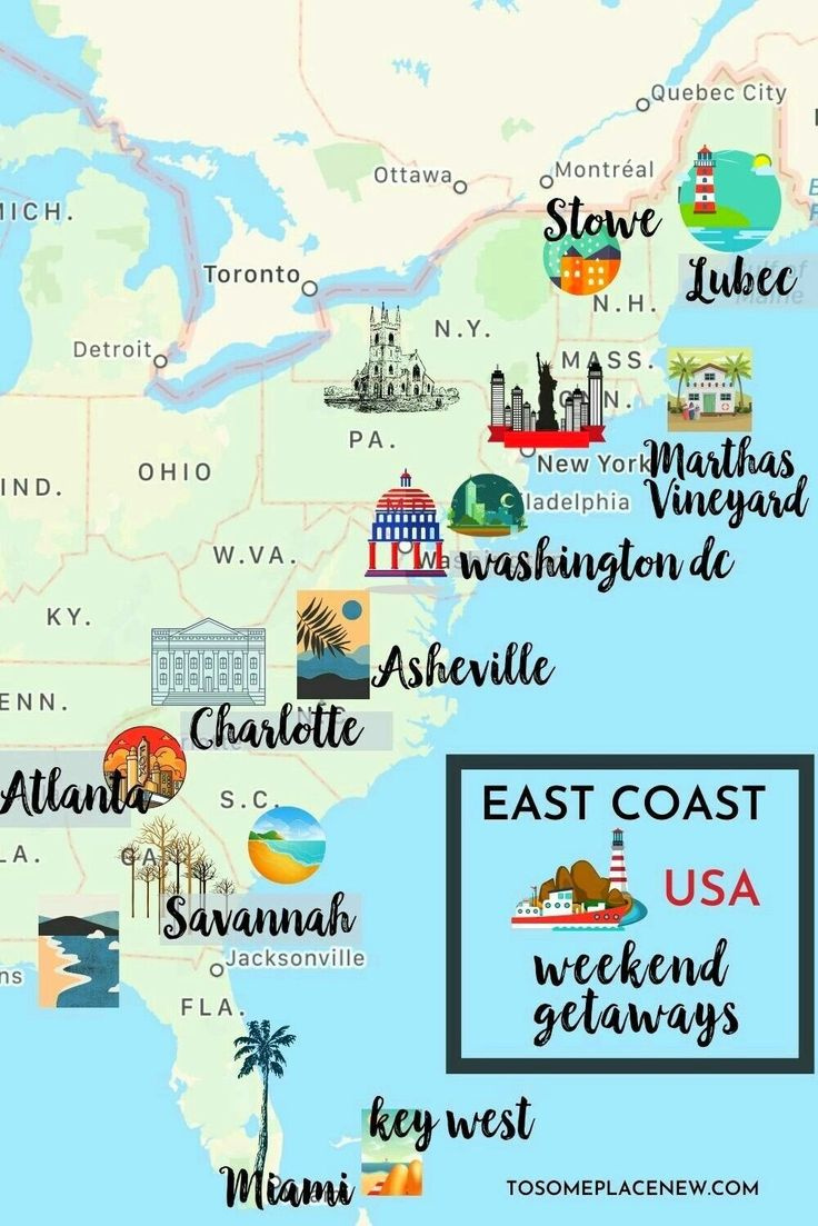 Weekend Getaways East Coast Usa - Us Vacation for Travel Map Of East Coast Usa