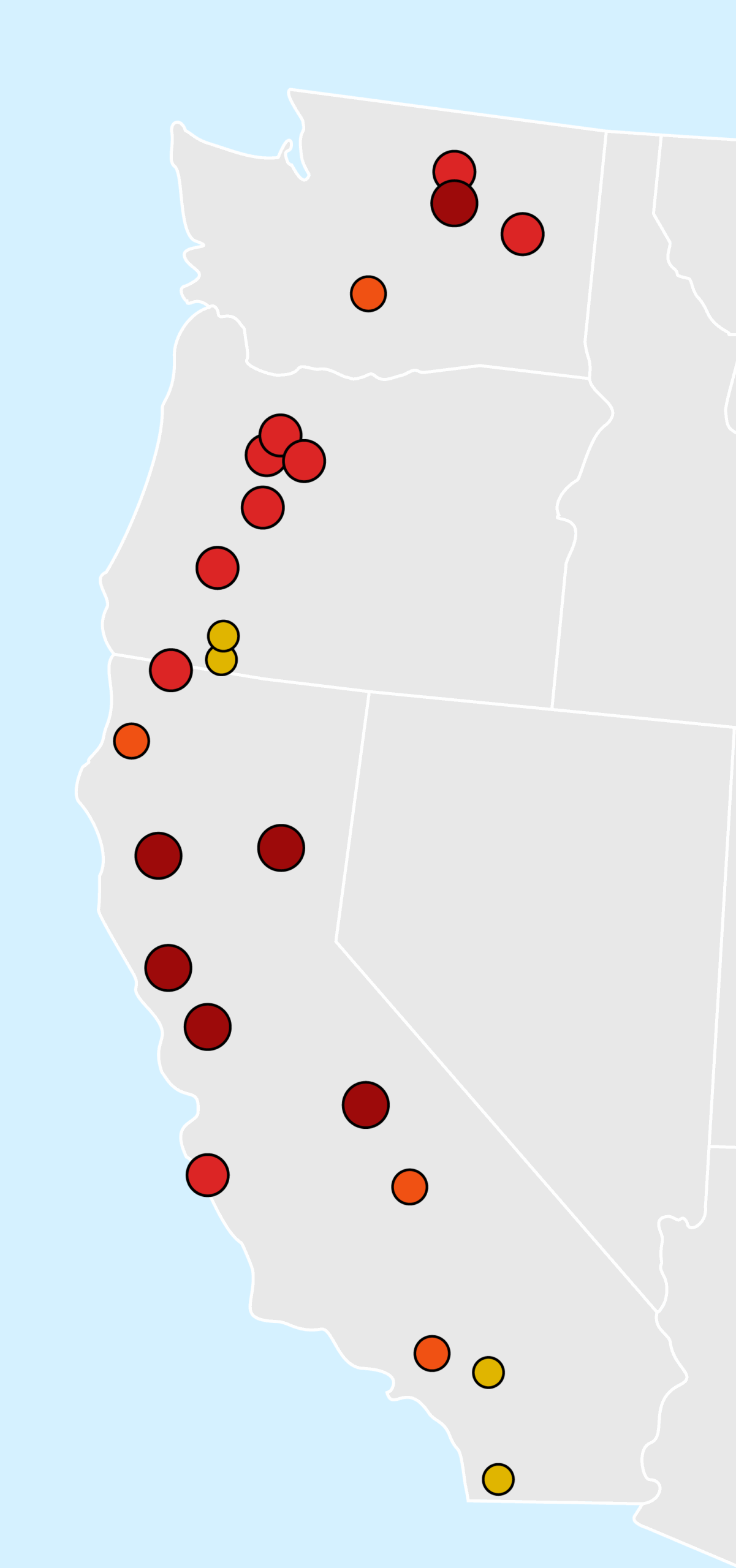 West Coast Wildfires: Map Shows The Biggest Fires, Color-Coded with Map Of Fires On West Coast Usa