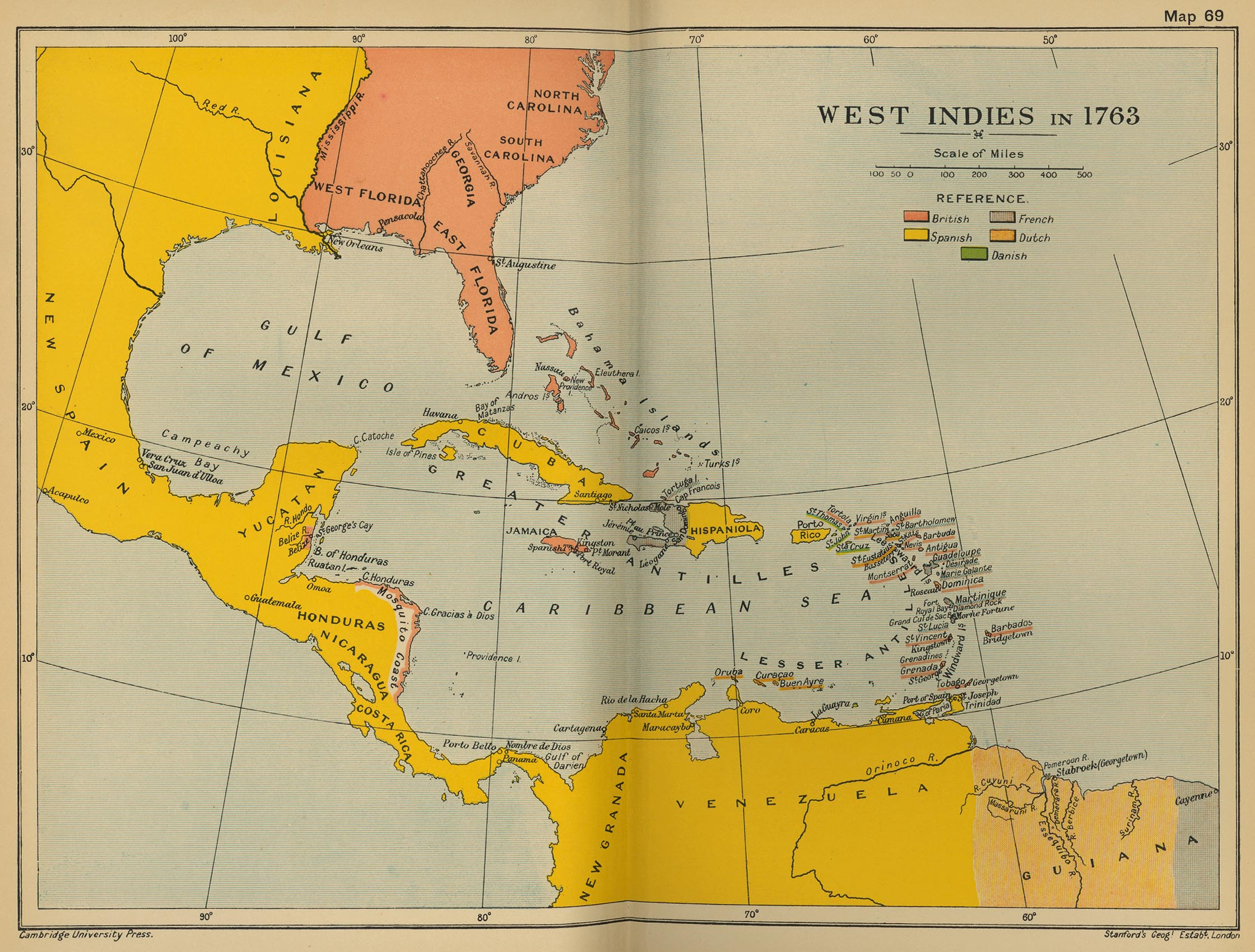 West Indies In 1763 | Gifex regarding Map of West Indies and USA