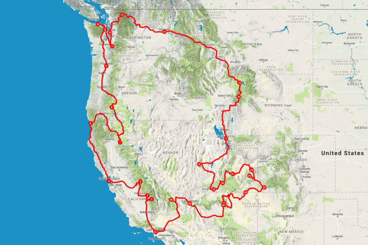 Map of West USA National Parks