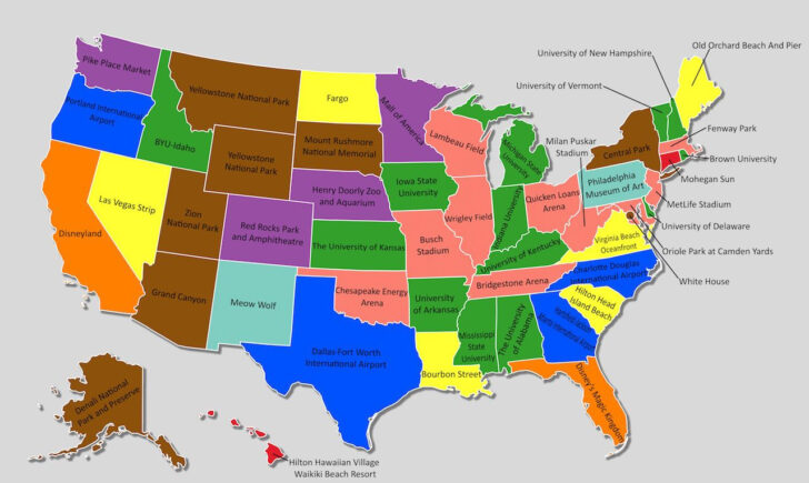 Map of Interesting Places In USA Map of Interesting Places In USA