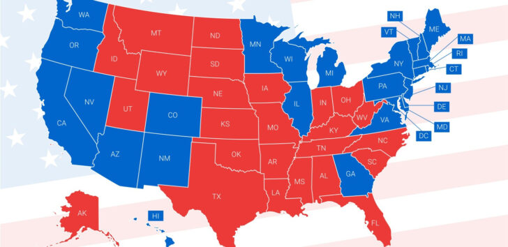 Map of USA Blue and Red States 2025 Map of USA Blue and Red States 2025