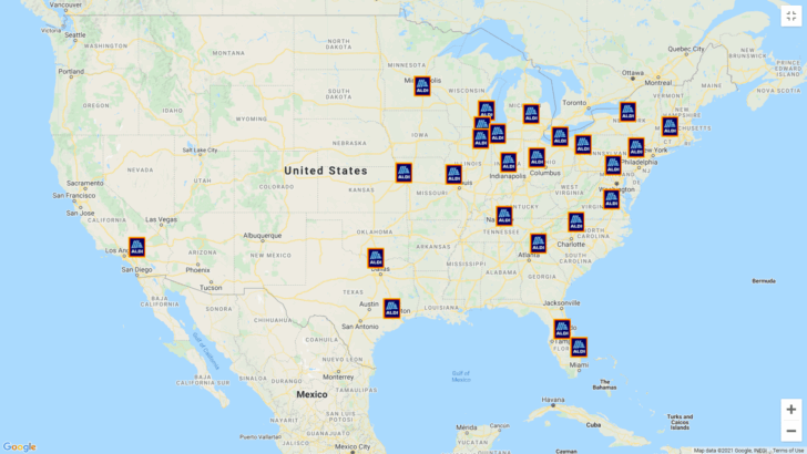 Map of Aldi Stores In USA