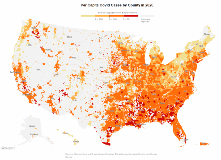 Map of Covid 19 Cases In USA