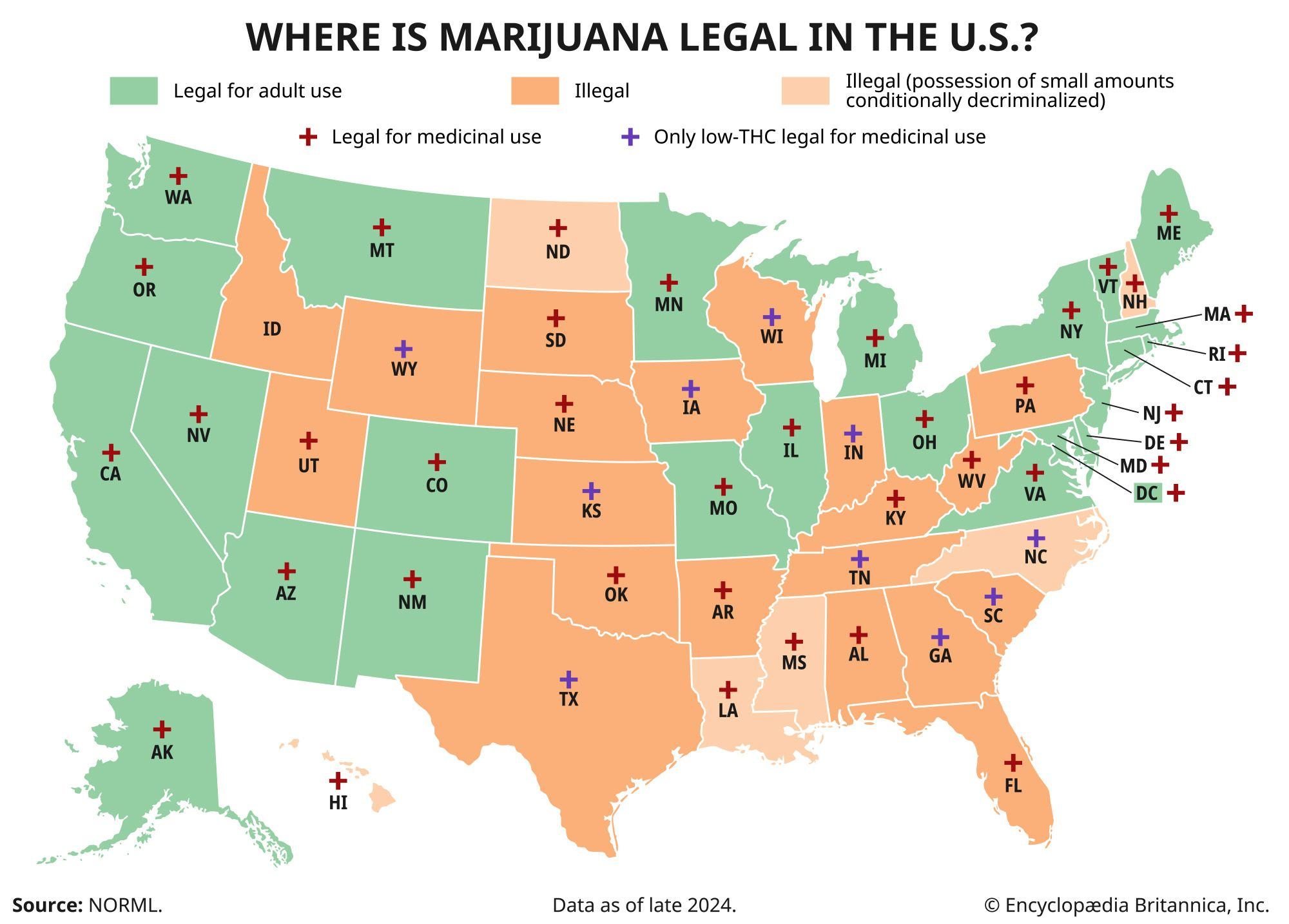 Where Is Marijuana Legal In The U.s.? | Legality, States inside Map Of Usa Where Weed Is Legal