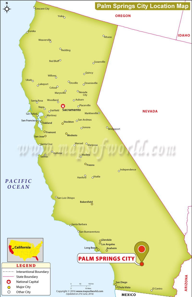 Where Is Palm Springs Located In California, Usa for Palm Springs On Map Of Usa