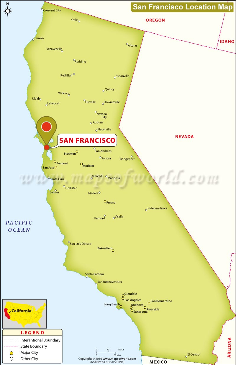 Where Is San Francisco? - Usa City Location Map within Map of USA Showing San Francisco