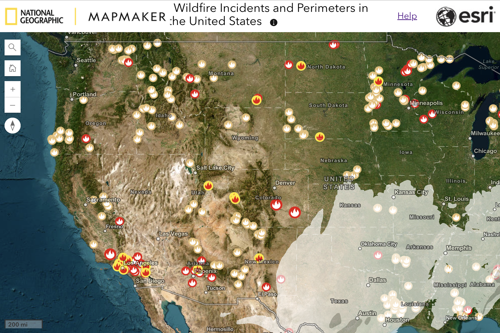 Wildfires inside Map of Fires In USA Today
