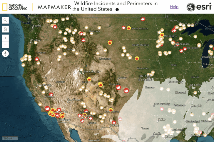 Map of Wildfires In USA Today