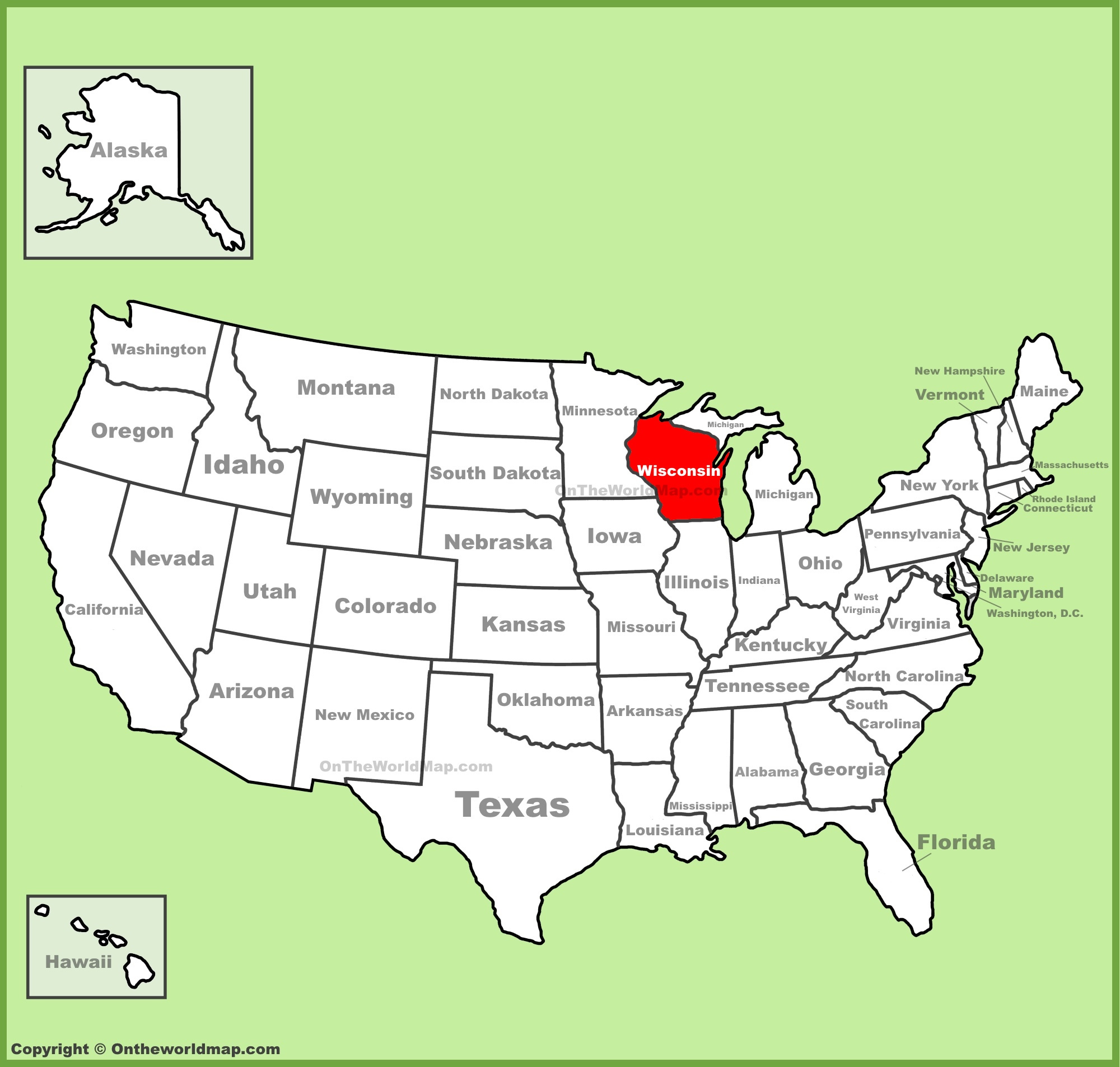 Wisconsin Location On The U.s. Map - Ontheworldmap for Wisconsin On The Map Of Usa
